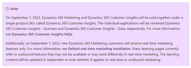 Dynamics 365 Marketing and Dynamics 365 Customer Insights FAQ Notice