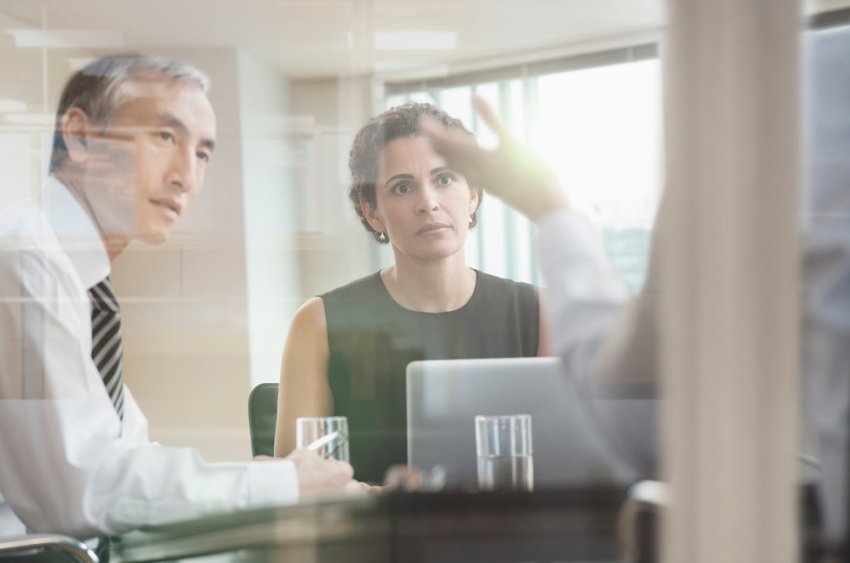 A team meeting about business