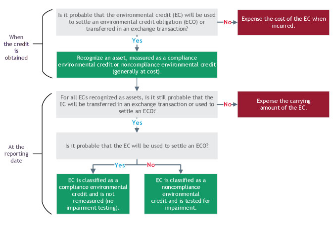 Flowchart summarizing accounting for an environmental credit asset