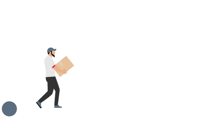 GIF illustration of a delivery worker on his route
